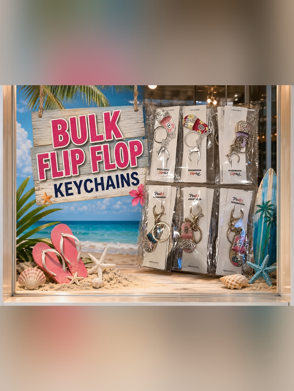 BULK Flip Flop Keychain Assortment